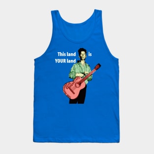 Woody Guthrie, This Land Is Your Land, white lettering Tank Top